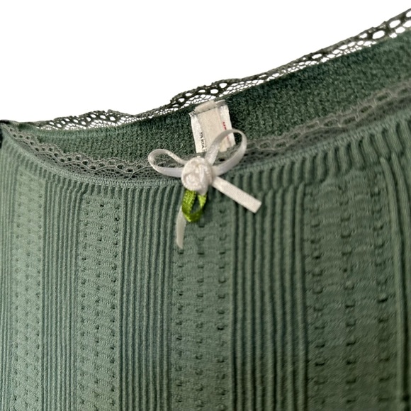 Anthropologie Womens Pointelle Flared High Rise Lounge Pants Sz Sm/Med Green - Picture 6 of 10